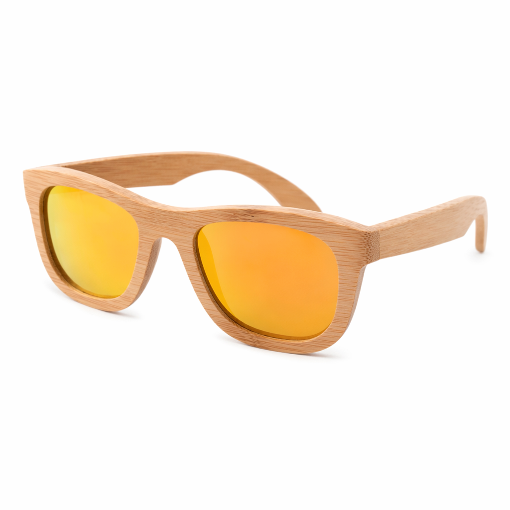 Chic Bamboo Wood Sunglasses for Style and UV Protection Orange