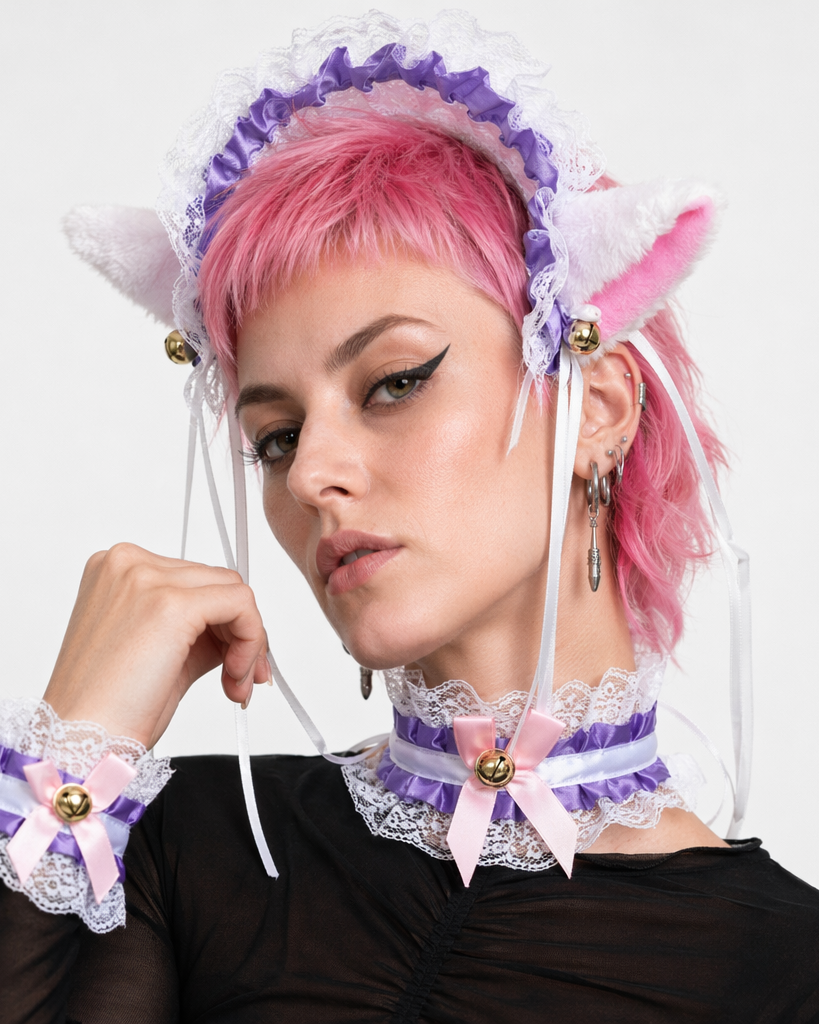 Neko Kitty Cat Complete Set with Headband, Collar, and Bracelets 6