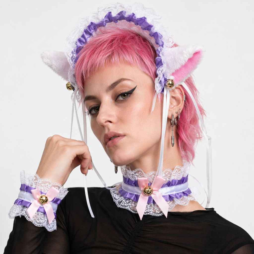 Neko Kitty Cat Complete Set with Headband, Collar, and Bracelets 6