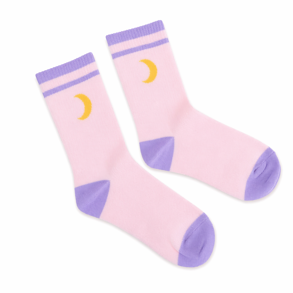 Cute Fairy Kei Moon Socks for Magical Girl Anime Aesthetic Pink Moon