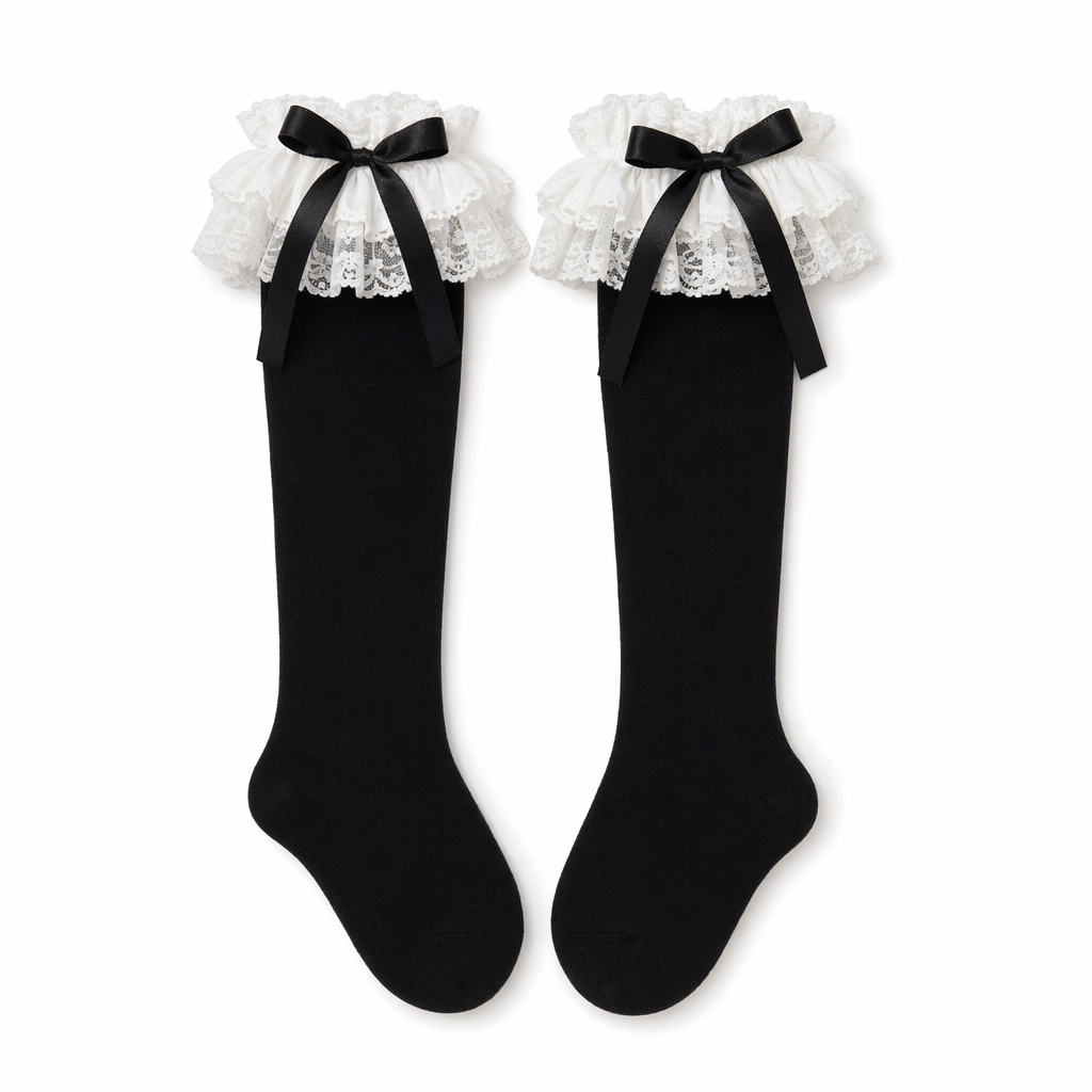 Ruffled Knee Socks for a Cute Kawaii and Fairycore Look Black