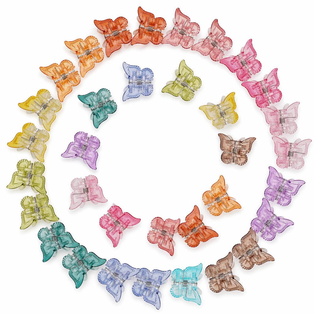 90s Princess Butterfly Clips in Vibrant Colors for Fun Hair Styles 50 Transparent Colorful Butterflies