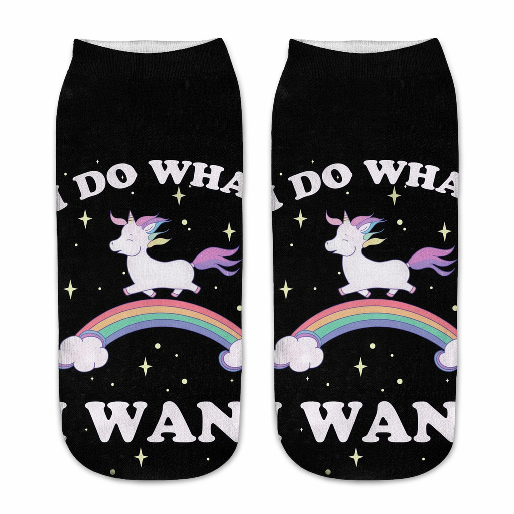 Magical Emoji Ankle Socks Inspired by Apple Unicorn Emoji I do what I want