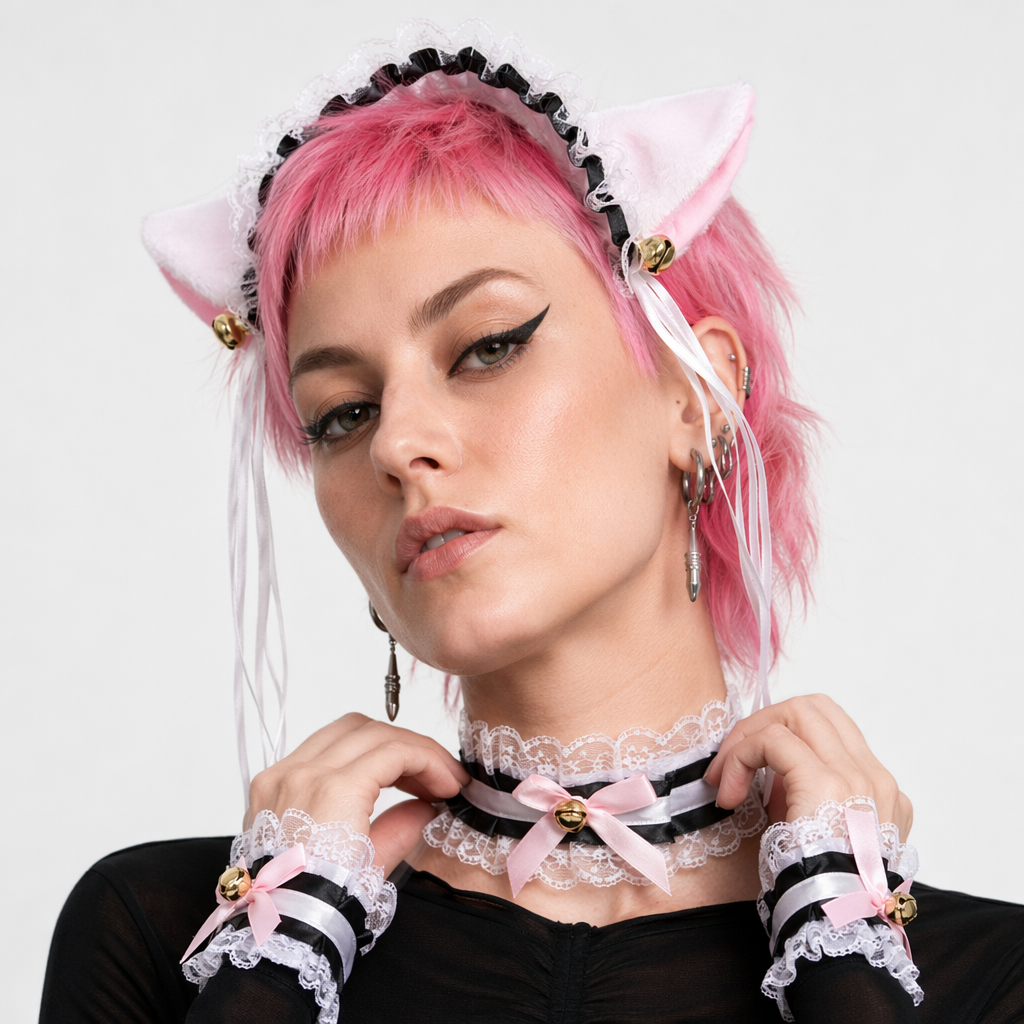 Neko Kitty Cat Complete Set with Headband, Collar, and Bracelets 2