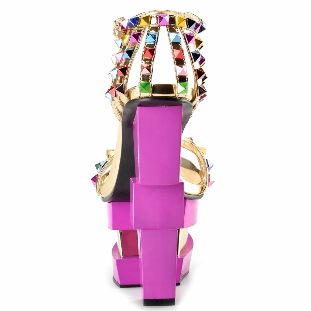 Luxury Geometric Platform Sandals with Jewel Embellishments 9