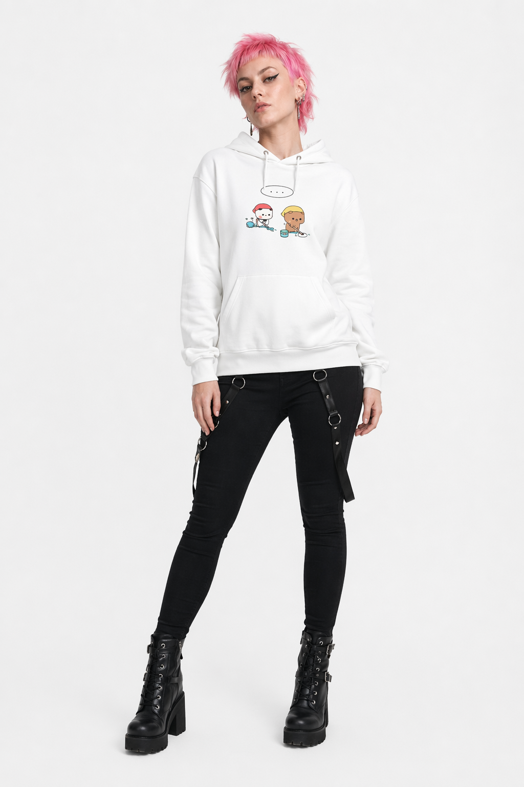Dudu Bubu Cleaning Hoodie for Fun and Cozy Everyday Wear White