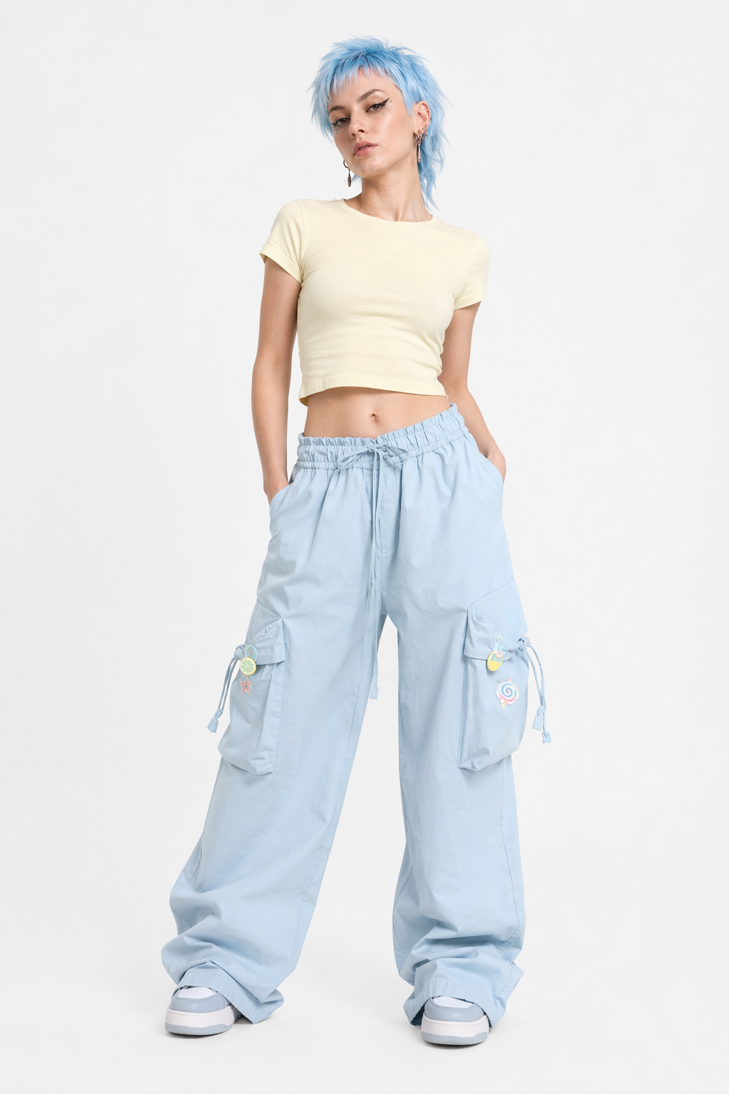 Baby Blue Kawaii Cargo Pants for a Y2K Nostalgic Look L