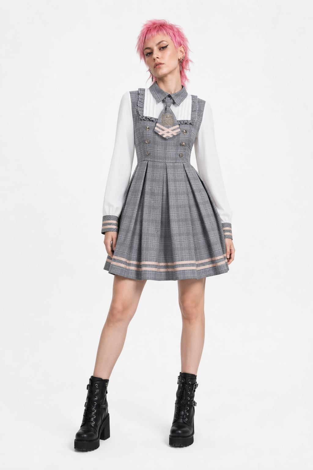 Gorgeous Lolita Inspired School Girl Dress for Role Play or Outing Grey
