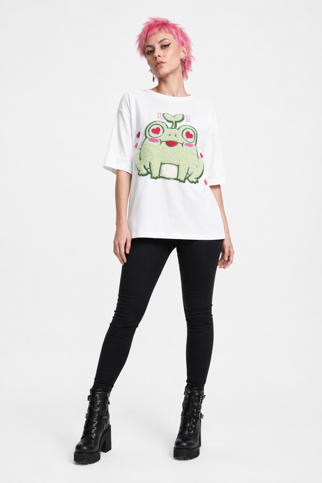 Froggy Love Fluffy Tee for Ultimate Kawaii Cuteness and Comfort White