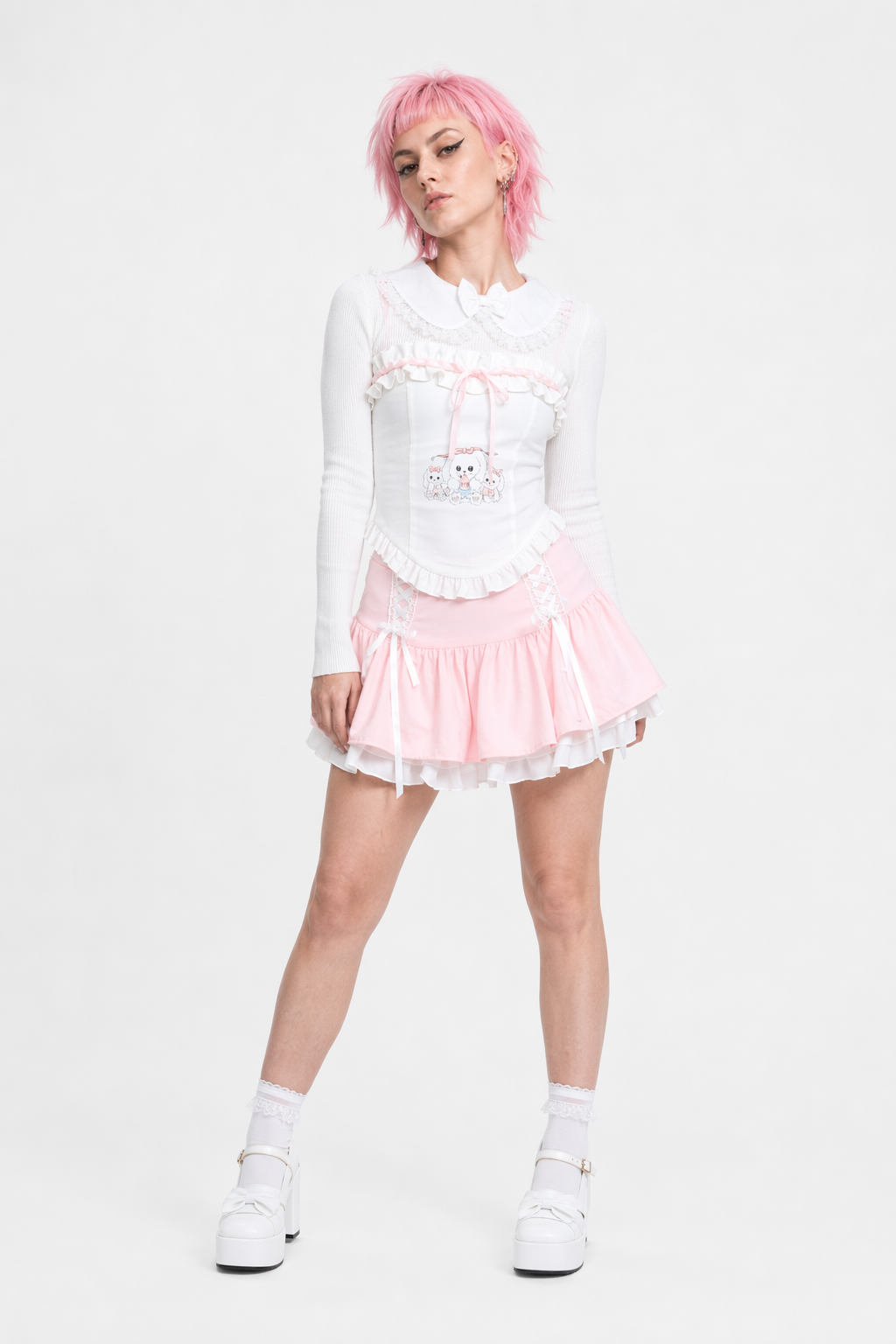 Bunny Tea Party Halter Top for Kawaii and Fairycore Lovers M