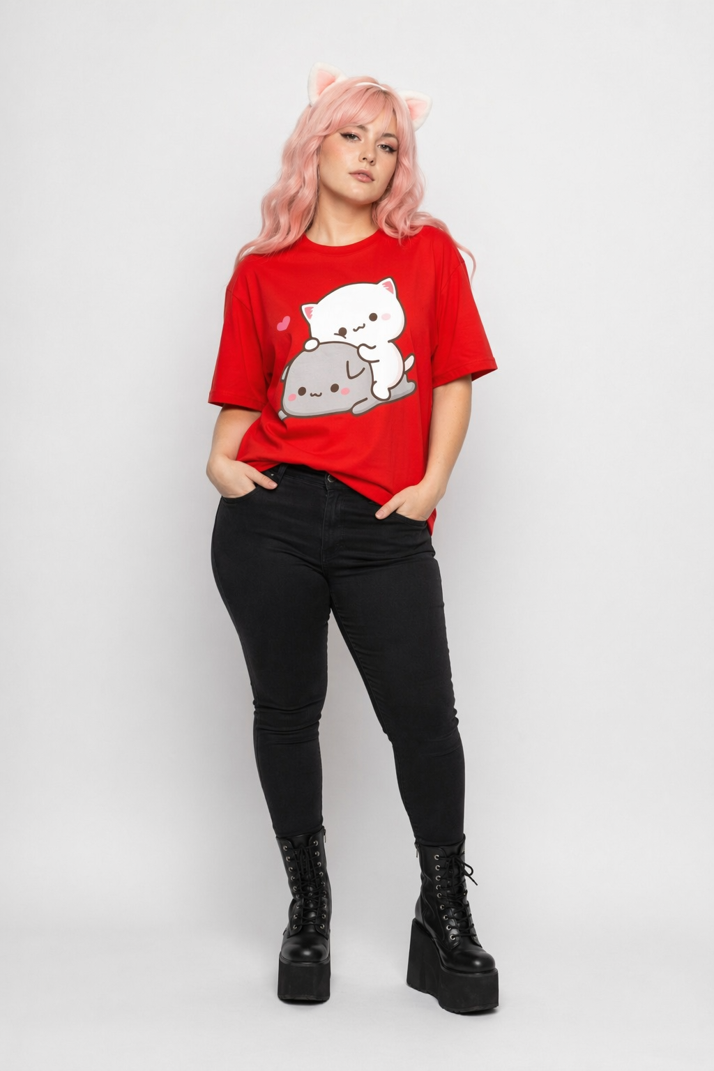 Adorable Peach & Goma T-Shirts for Cute Adventures red