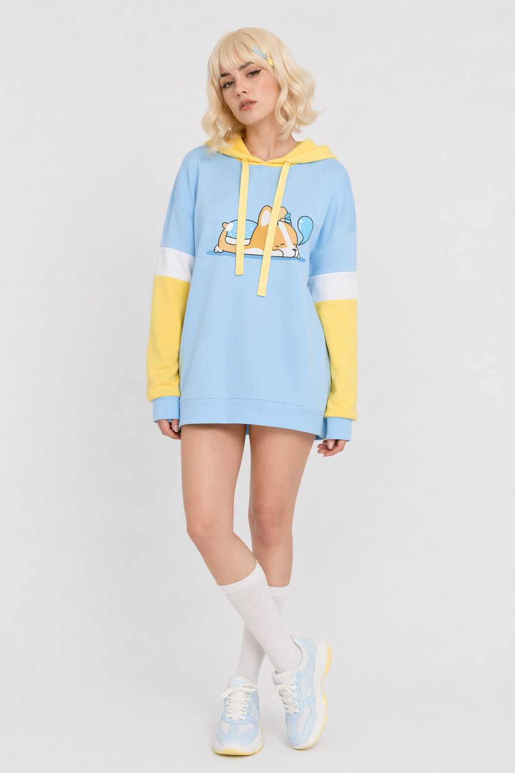 Sleepy Puppy Dog Hoodie in Pastel Colors Default