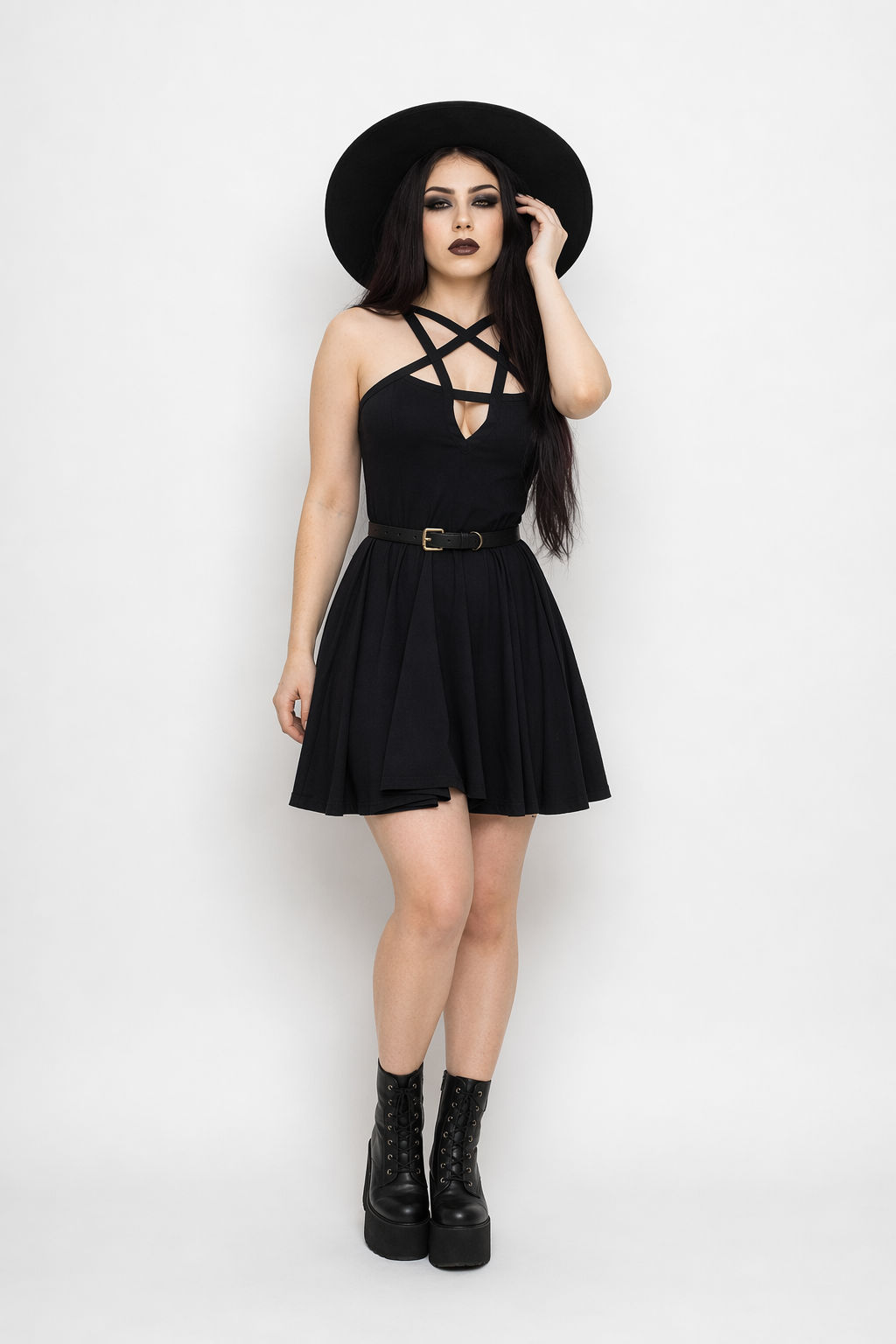 Chic Pentagram Harness Dress for a Gothic Summer Look XXL