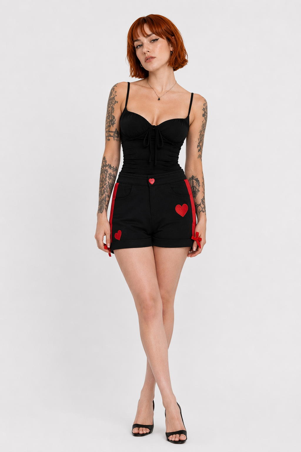 Sweet Heart Shorts for Summer Lounging Black