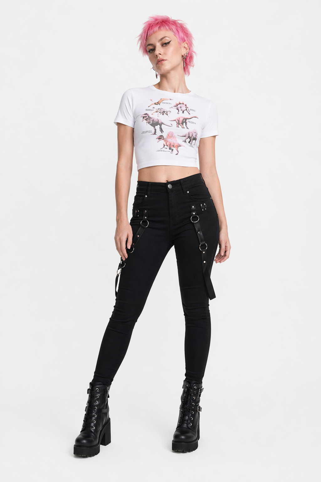 Cute Dino Diagram Infographic Crop Top for Kids Org Instock S