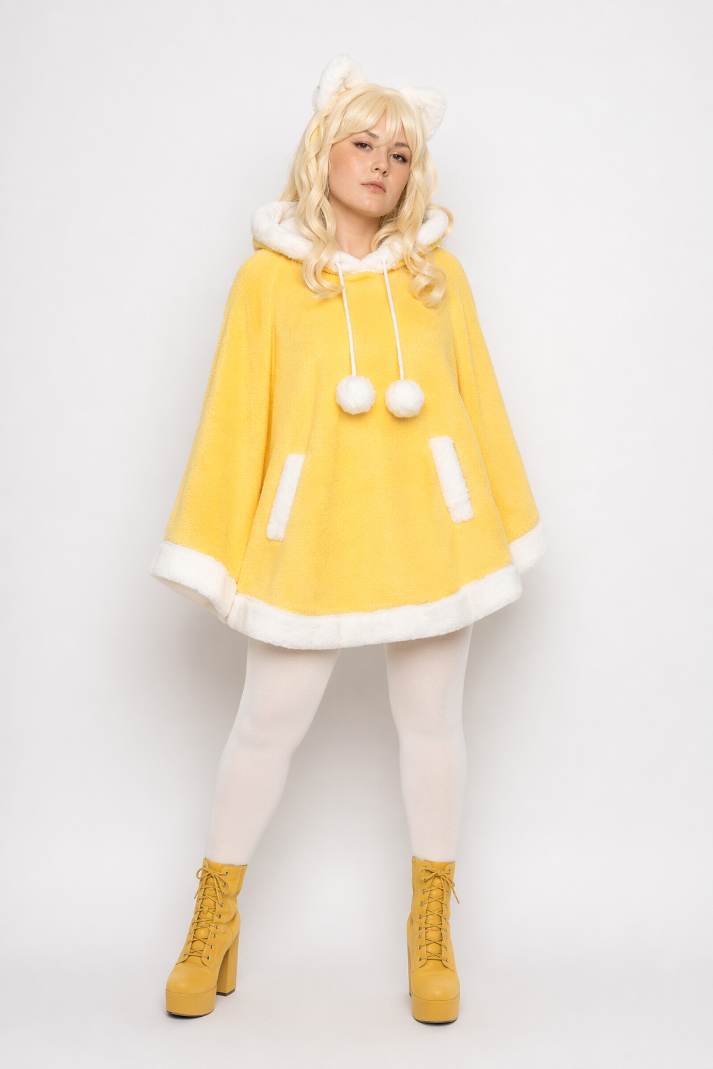 Cozy Kawaii Poncho in Assorted Colors for Daily Snuggles Yellow