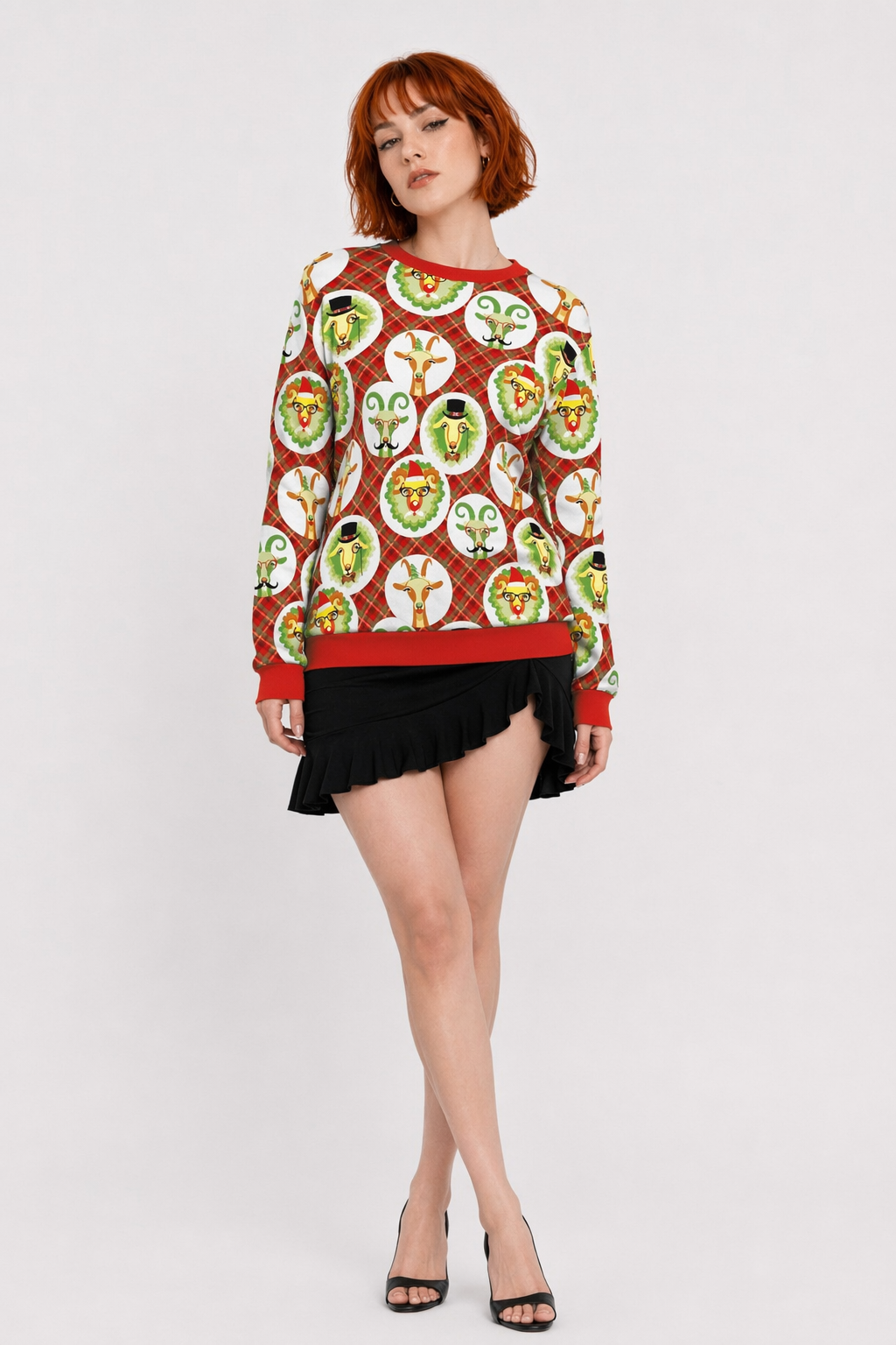Cozy Christmas Crewneck Sweaters for Holiday Cheer Festive Goats