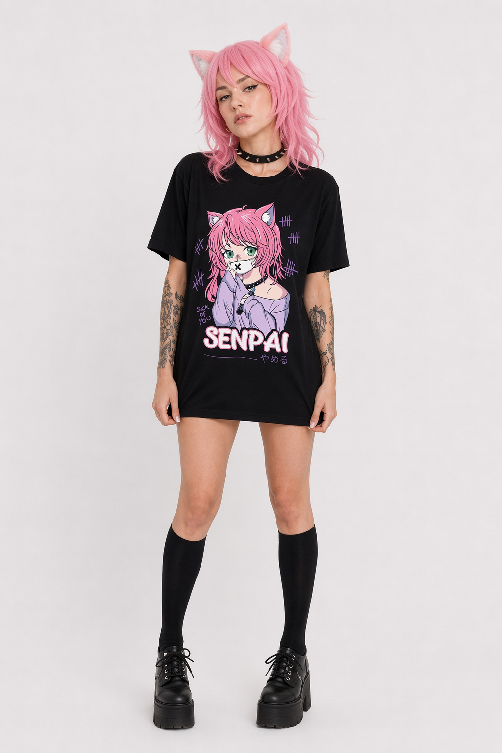 Pastel Goth Senpai T-Shirt for Otaku Fans XXXL