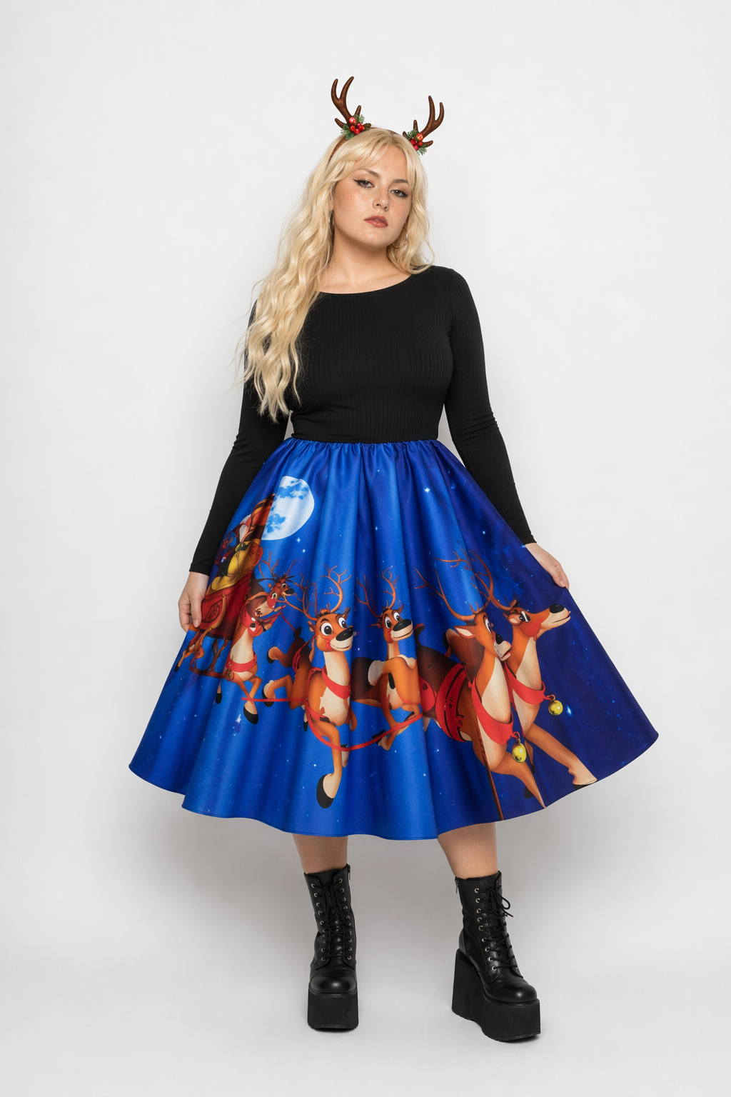 Vibrant Christmas Themed Dresses for a Chic Holiday Look Blue Sleigh