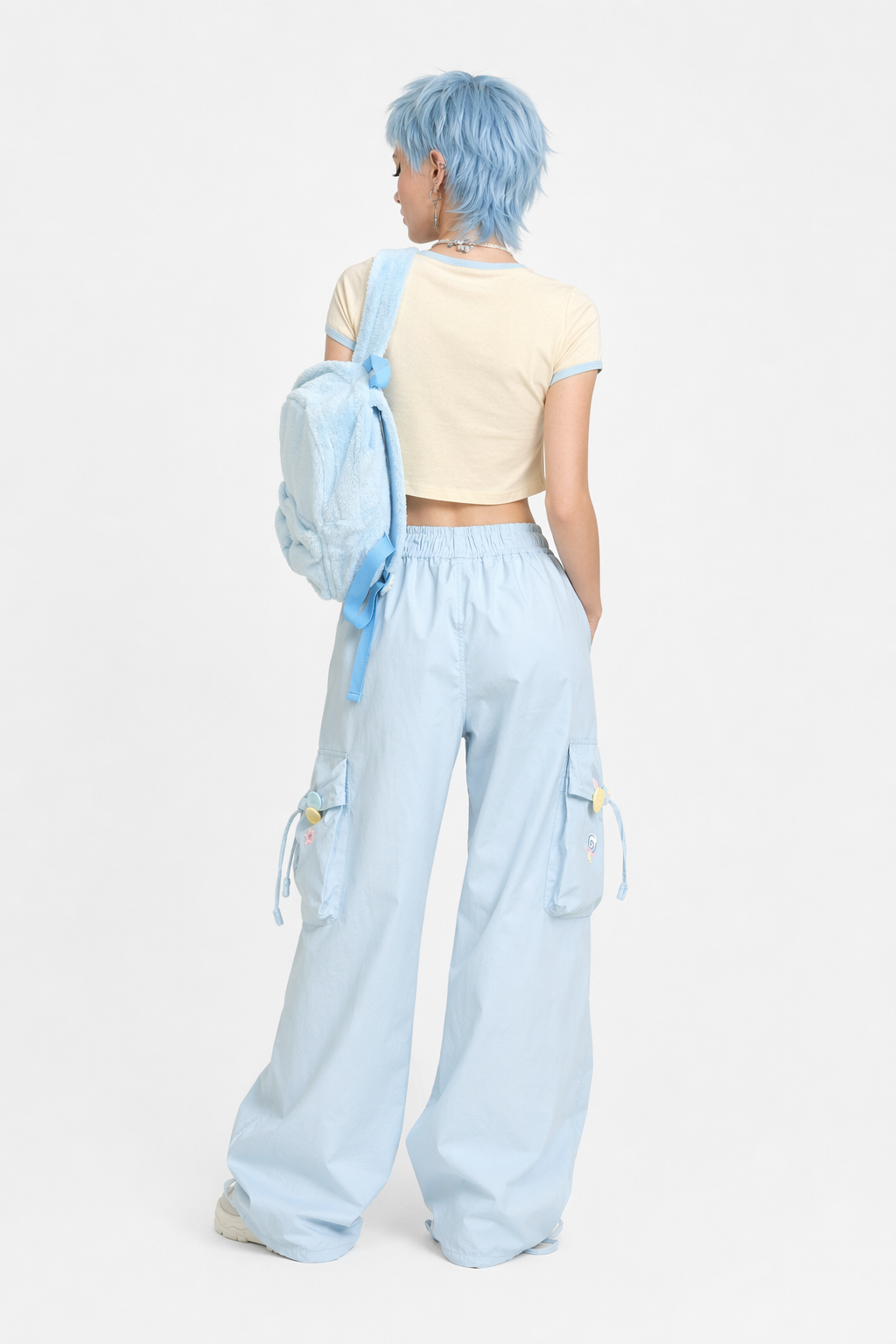 Baby Blue Kawaii Cargo Pants for a Y2K Nostalgic Look XXL