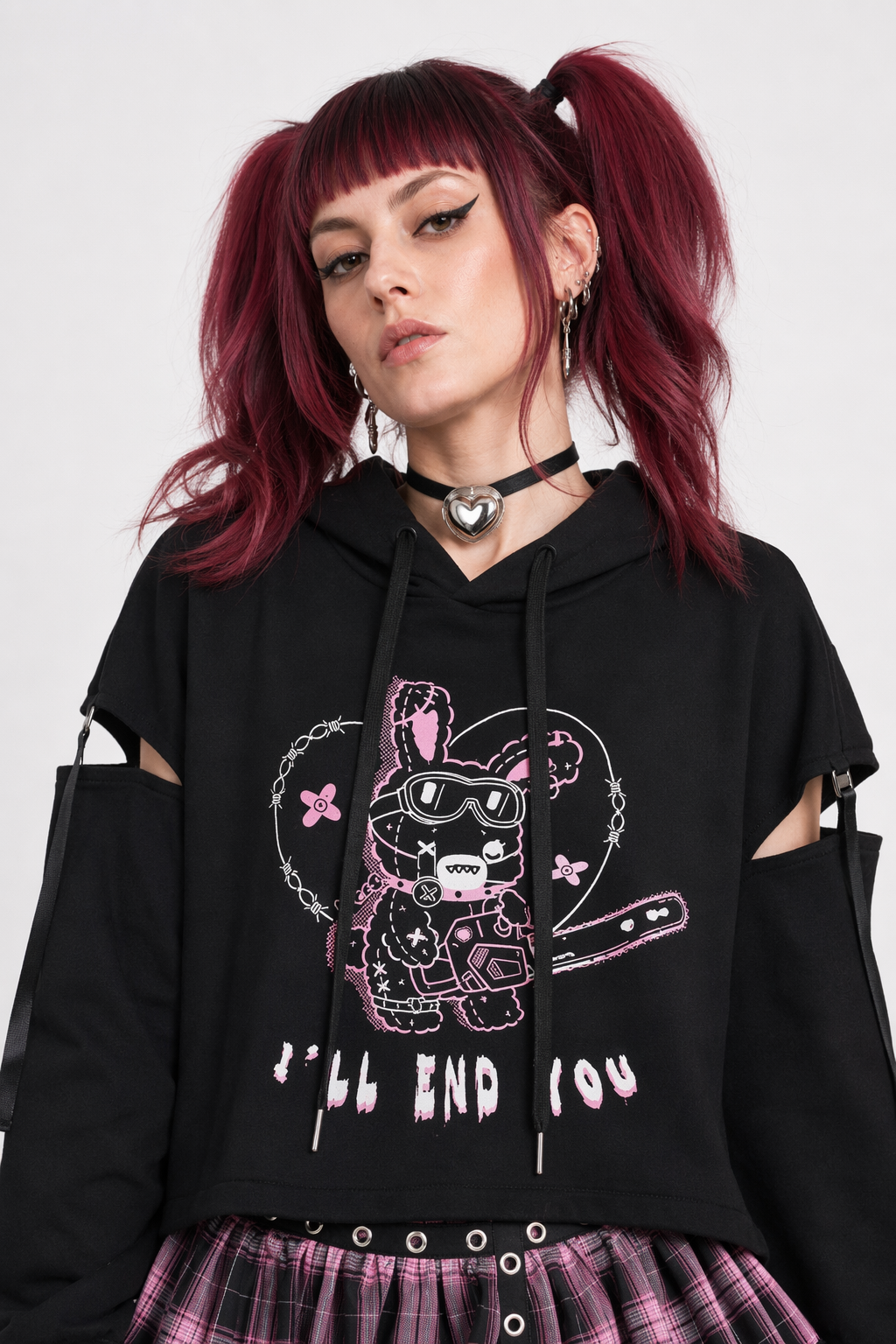 Pastel Goth I'll End You Chainsaw Bunny Hoodie for Year-Round Wear XXL