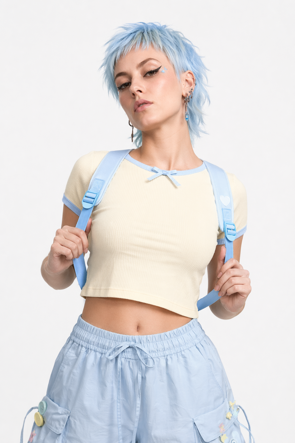 Baby Blue Kawaii Cargo Pants for a Y2K Nostalgic Look XXL