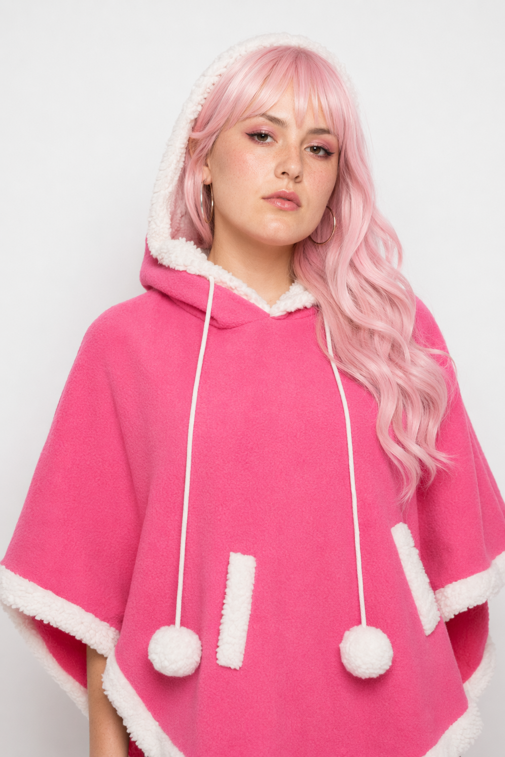 Cozy Kawaii Poncho in Assorted Colors for Daily Snuggles Fuschia