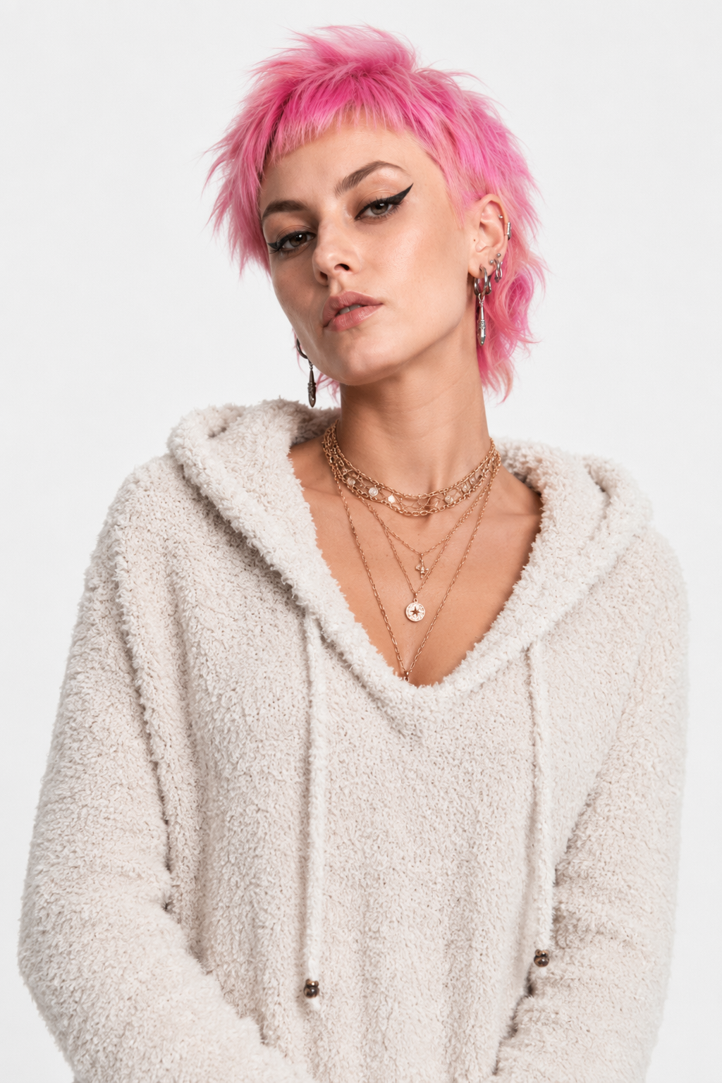 Ultra-Soft Furry Hoodie for Cozy Comfort beige