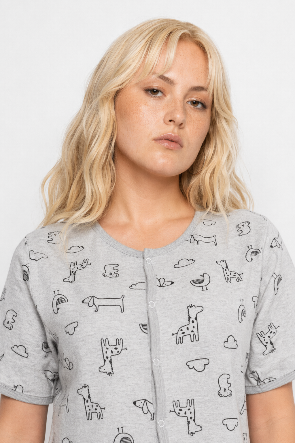 Adorable Animal Print Onesie in Soft Grey Now In Stock XXXL