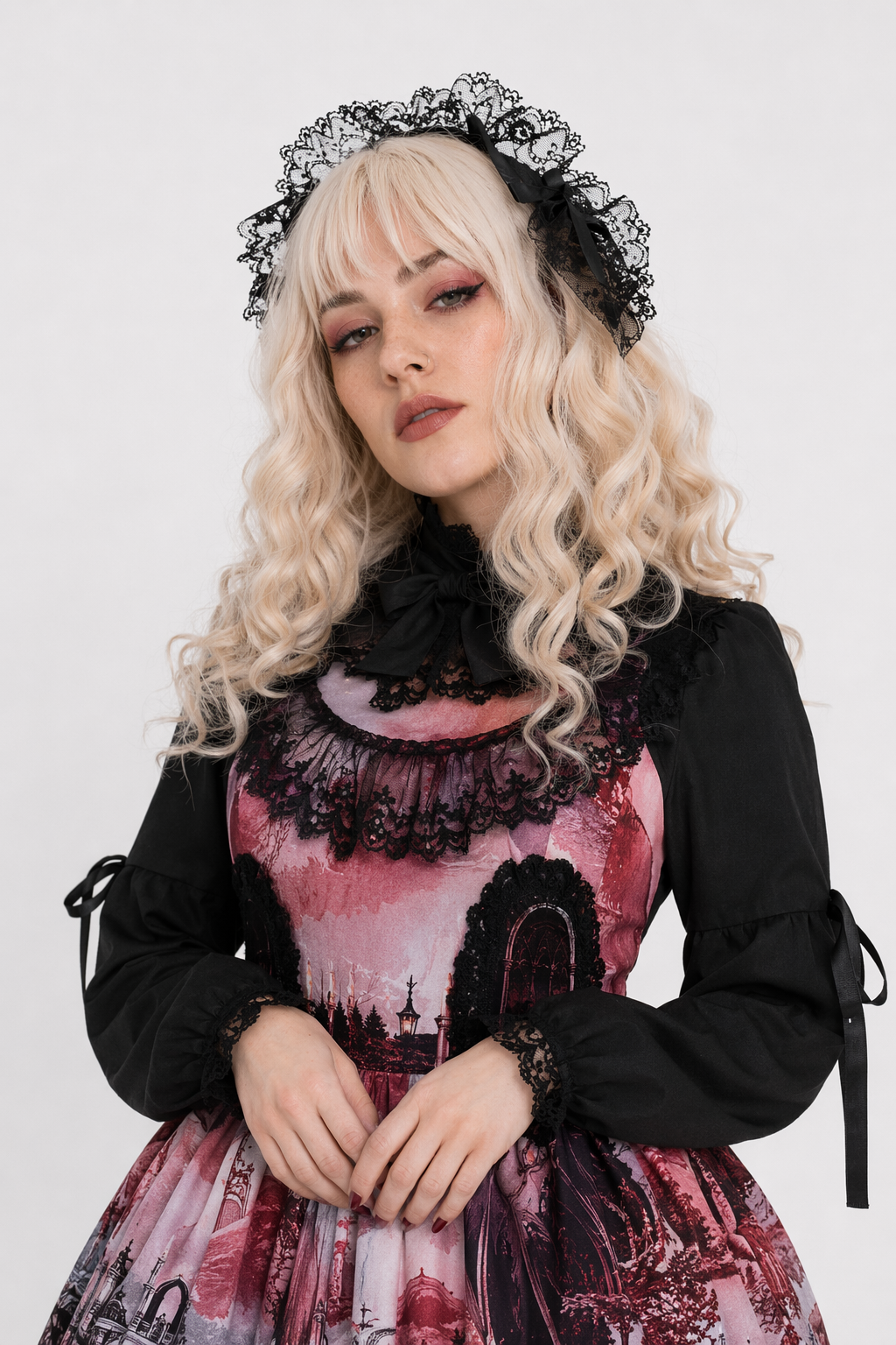 Gothic Lolita Medieval Themed Dress with Dark Victorian Influences Red