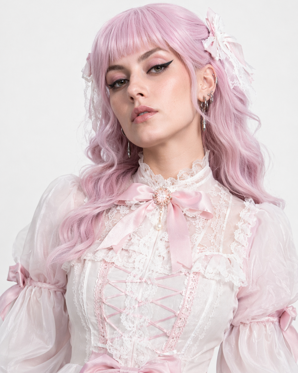Ethereal Princess Lace Dress with Ruffles and Bows 45cm Petticoat