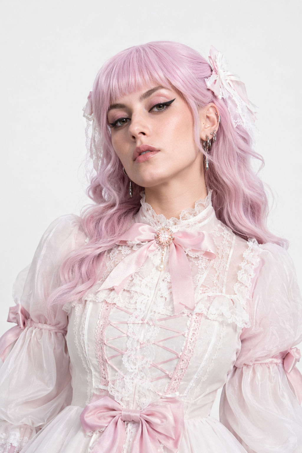 Ethereal Princess Lace Dress with Ruffles and Bows 45cm Petticoat