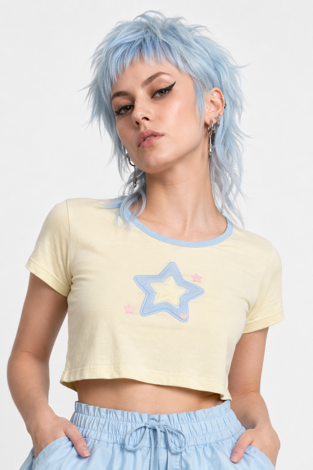 Baby Blue Kawaii Cargo Pants for a Y2K Nostalgic Look M
