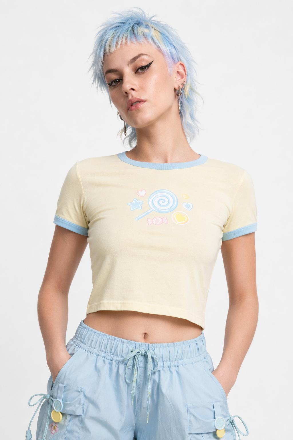 Baby Blue Kawaii Cargo Pants for a Y2K Nostalgic Look L