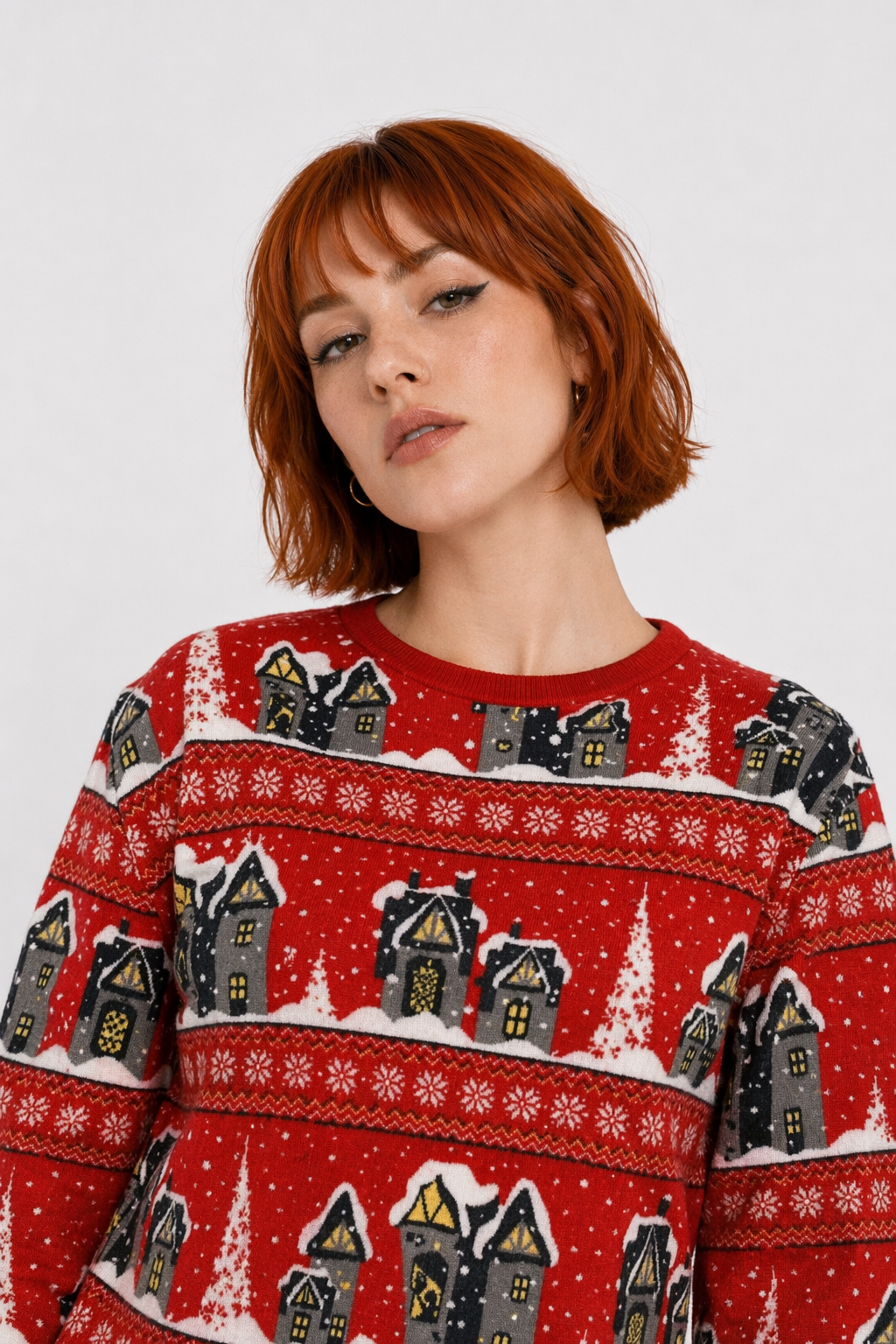 Cozy Christmas Crewneck Sweaters for Holiday Cheer Snow Village