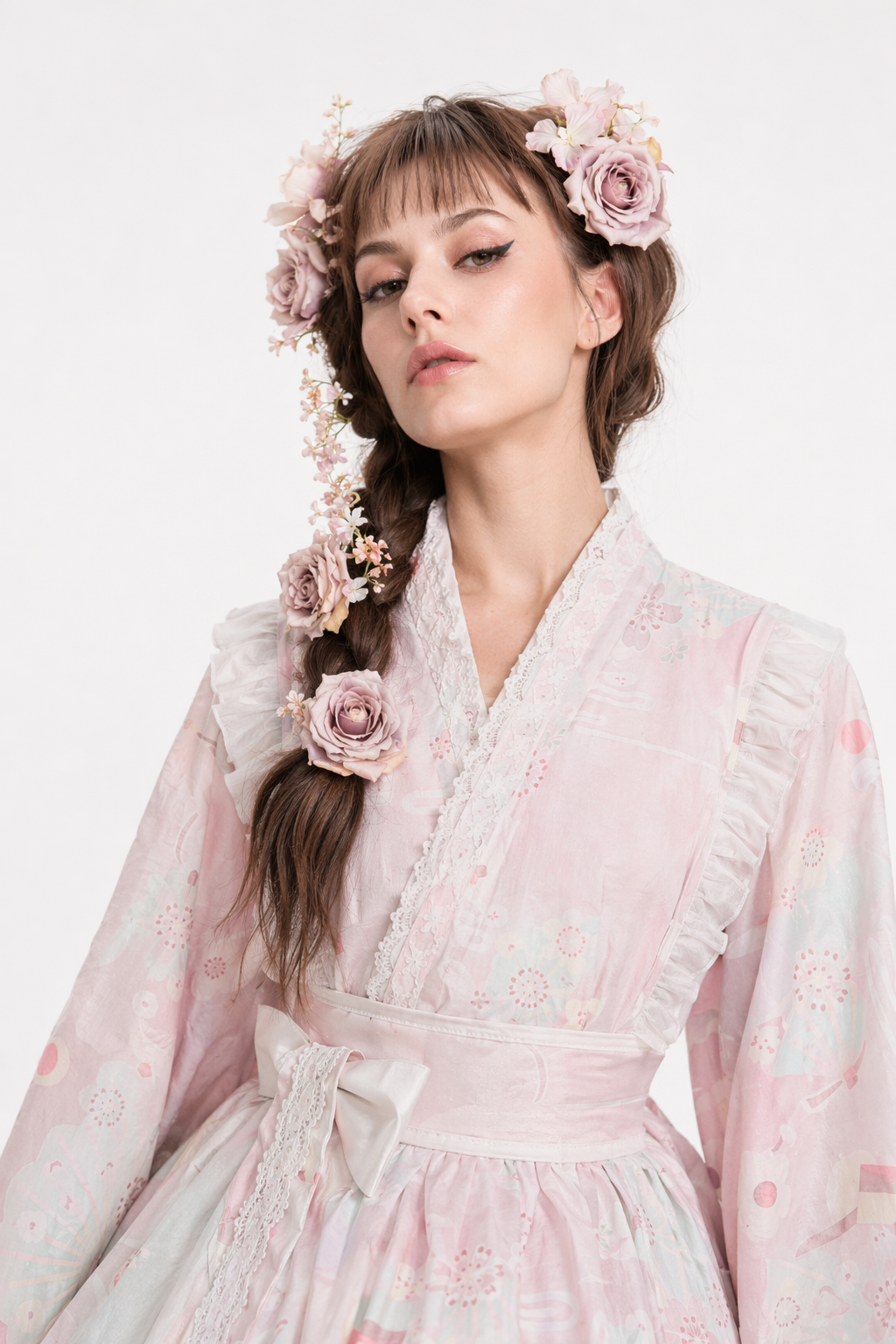 Pastel Kimono Lolita Dress for Kawaii Princesses Pink
