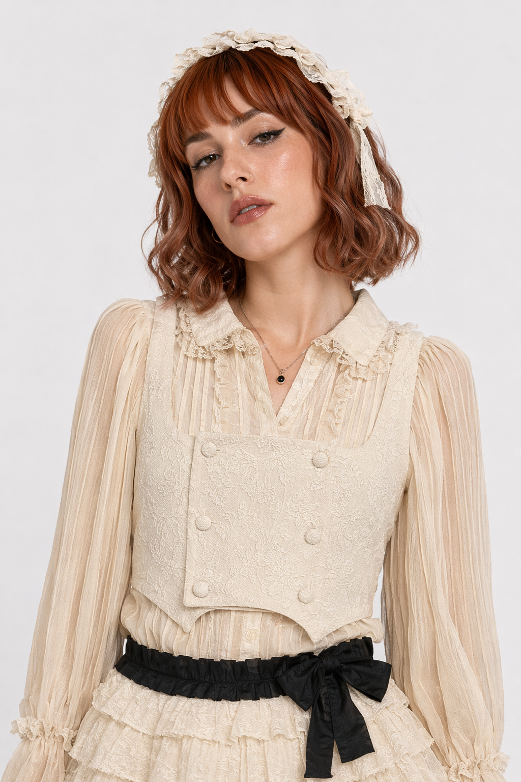 Enchanting Lace Cake Skirt in Classic Color Palette for a Dreamy Look Apricot