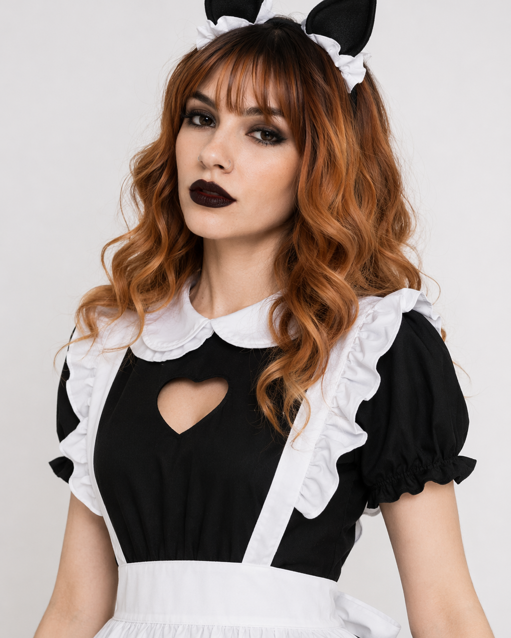 Kawaii Maid Cosplay Dress with Size Chart and Adorable Neko Twist S