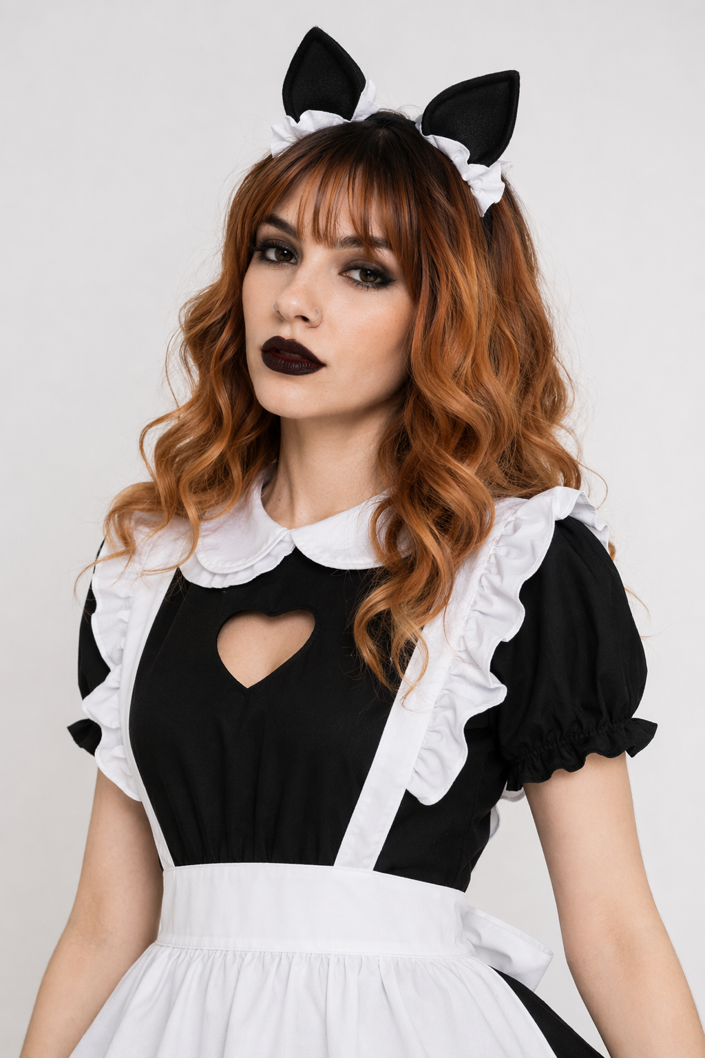 Kawaii Maid Cosplay Dress with Size Chart and Adorable Neko Twist S