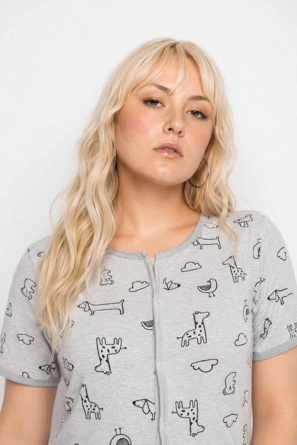 Adorable Animal Print Onesie in Soft Grey Now In Stock L
