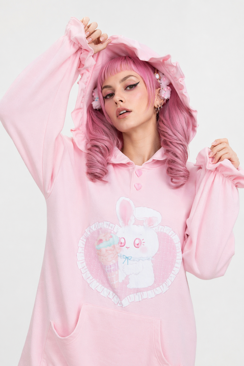 Kawaii Baby Bun Hoodie with Ice Cream Design for Little Ones XL