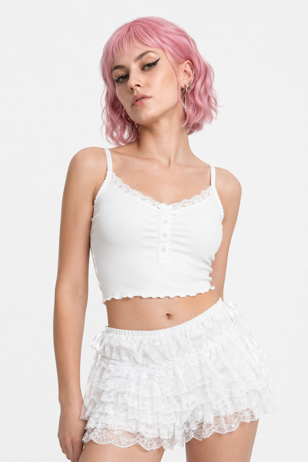 Layered Ruffled Bloomers for Kawaii Fashion Lovers White