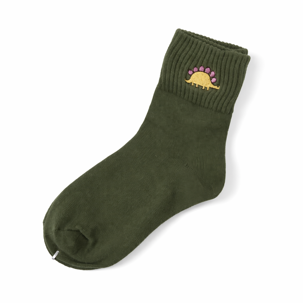Adorable Kawaii Baby Dinosaur Socks for Cute Style Green Triceratops