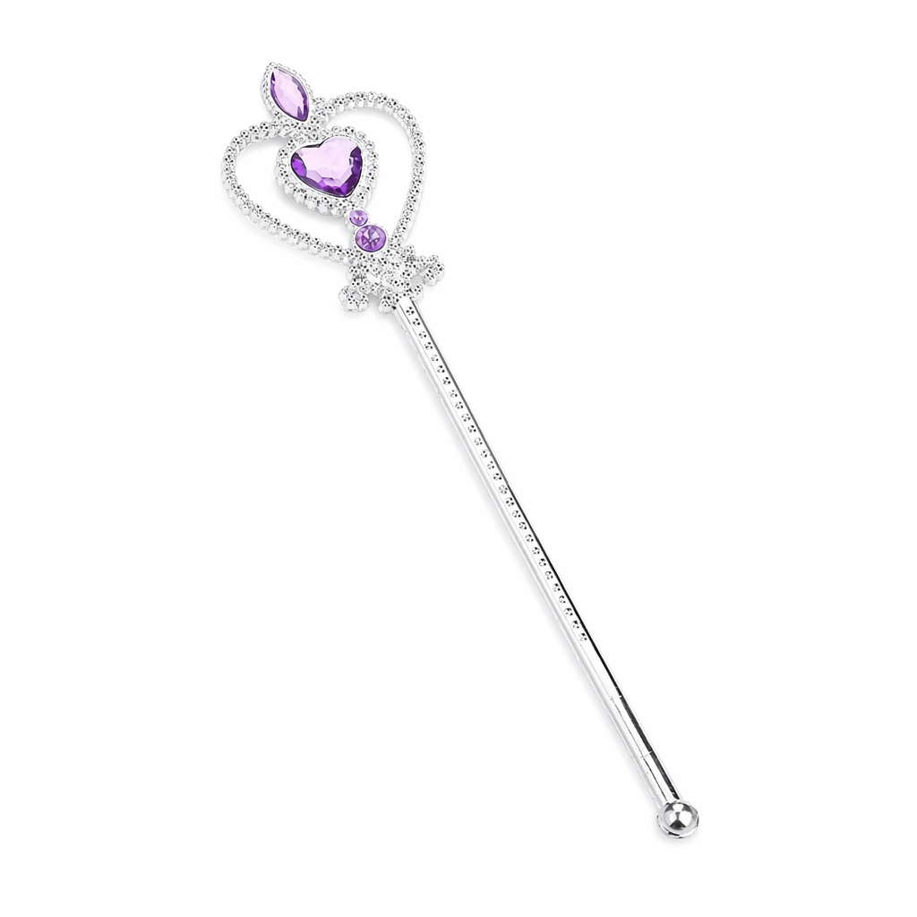 Rhinestone Embellished Gemstone Princess Tiara Magic Wand Purple