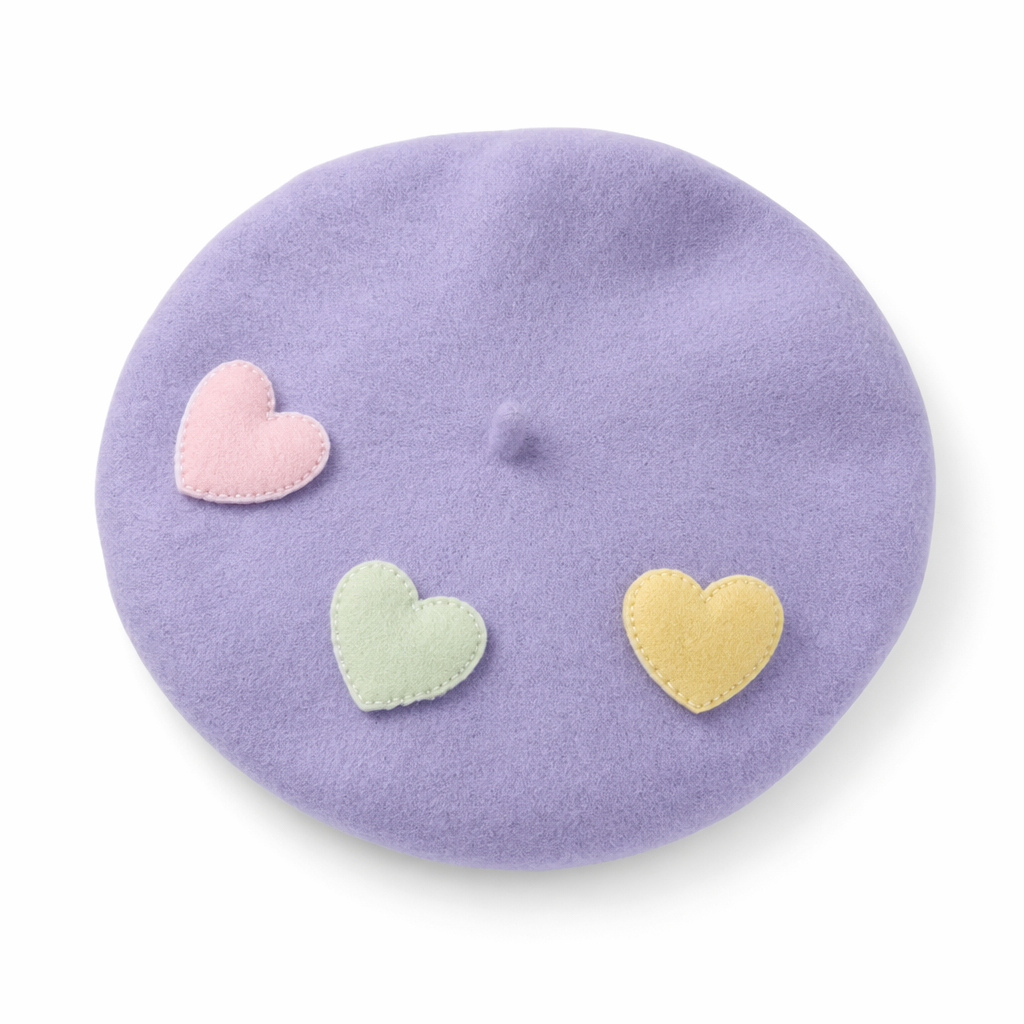 Kawaii Berets for Stylish Lolita Fashion and Accessories Purple With Hearts