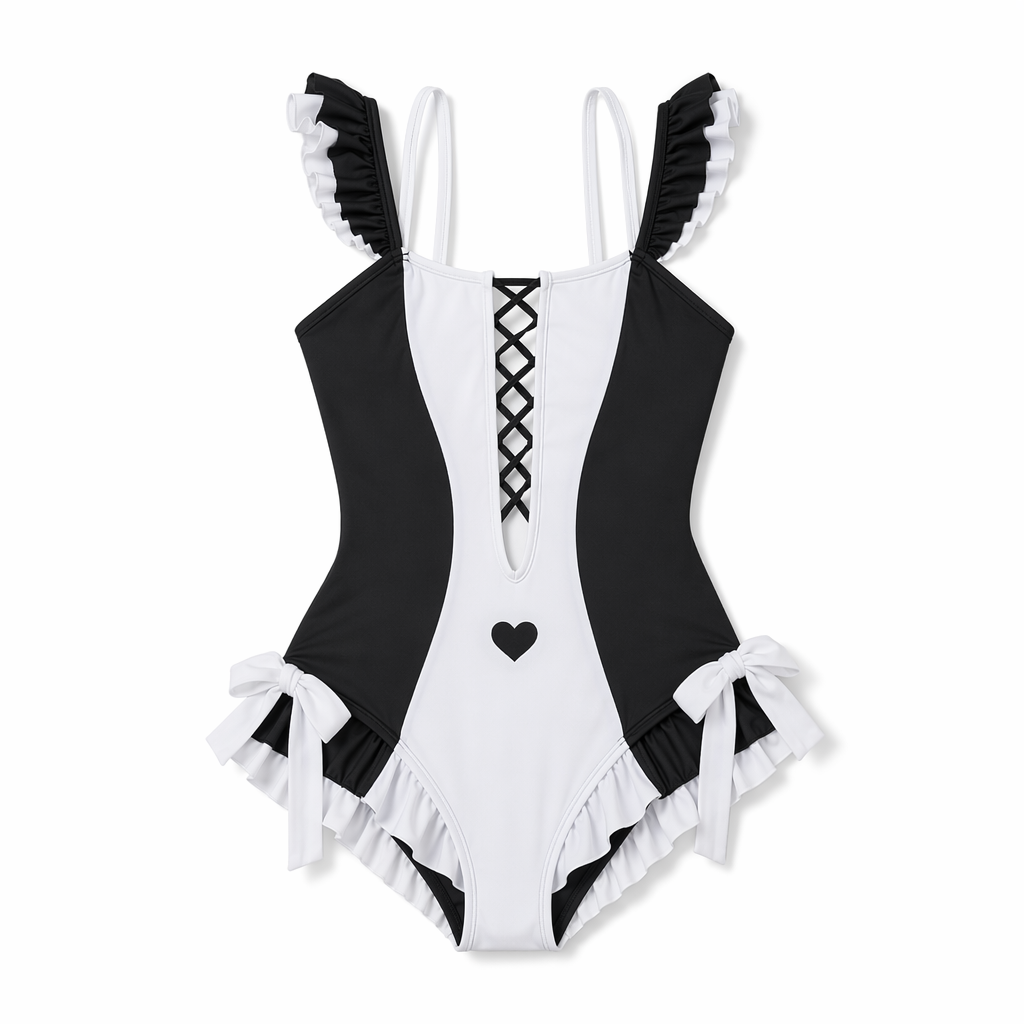 Black and White Joker Swimsuit Onesie for Stylish Versatility S