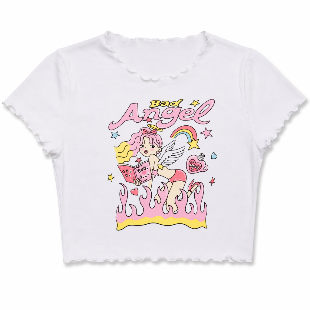 Naughty Angel-Inspired Girly Crop Top S