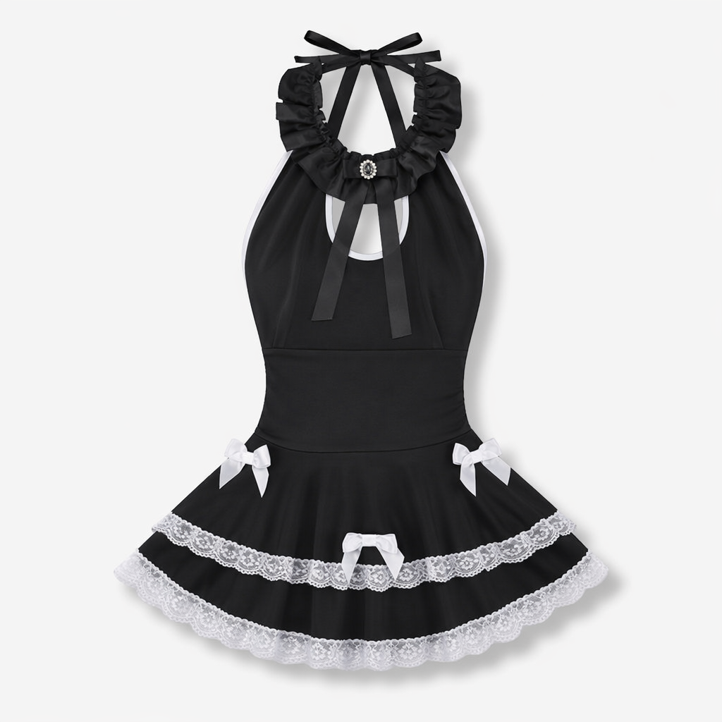 Luxurious Black Ruffled Maid Dress for Roleplaying Vixens Default Title
