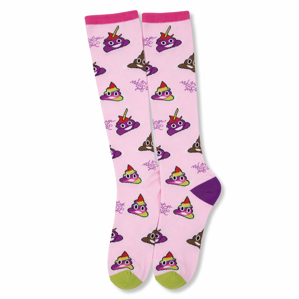 Pink and Purple Poop Emoji Knee High Socks in Cotton Fabric Default Title