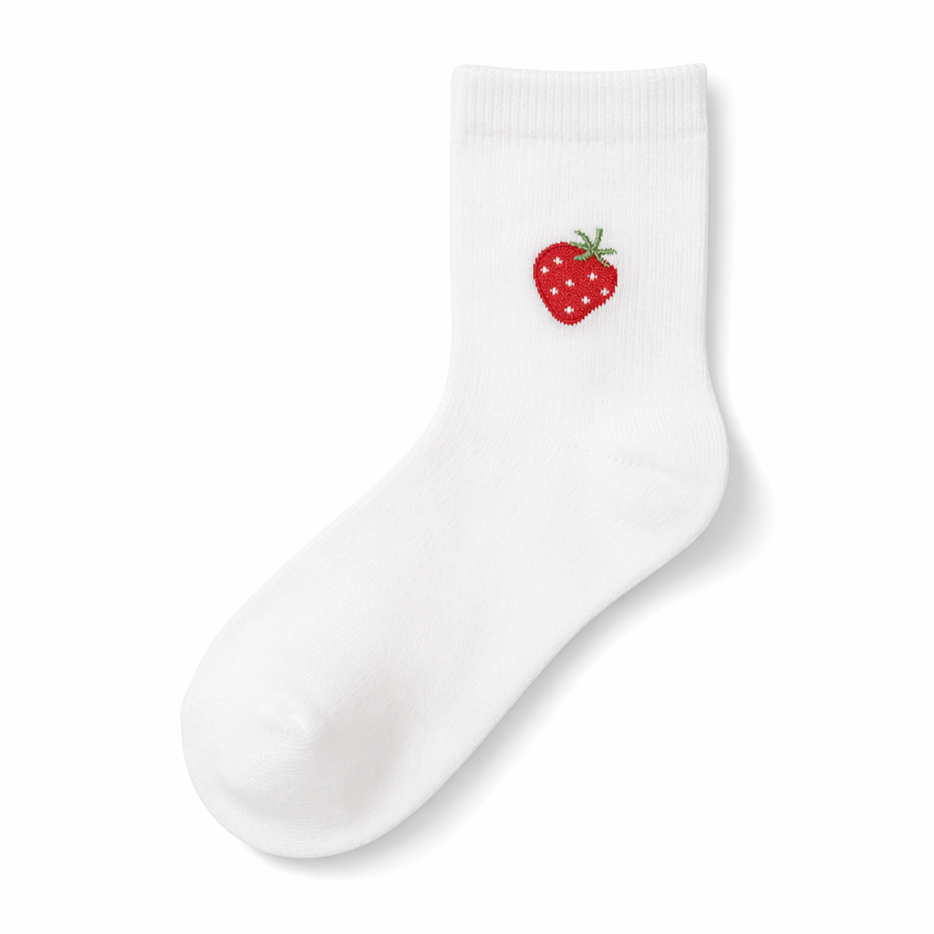 Adorable Kawaii Baby Dinosaur Socks for Cute Style White Strawberry